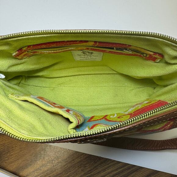 Spartina 449 Daufuskie Island Genuine Leather Floral Linen Shoulder bag. - Picture 7 of 8